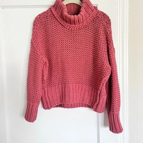 Free People My Only Sunshine Chunky Knit Sweater XS Pink - Picture 2 of 8
